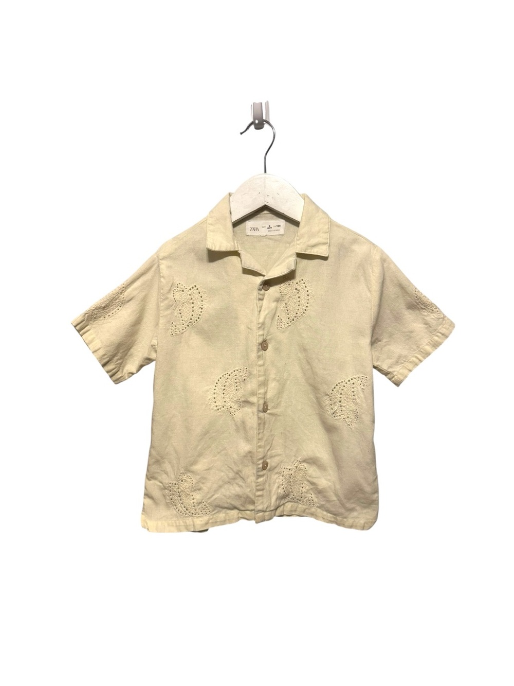 ⭐️ 5/$30 Zara Kids Linen Blend SS Shirt size 4